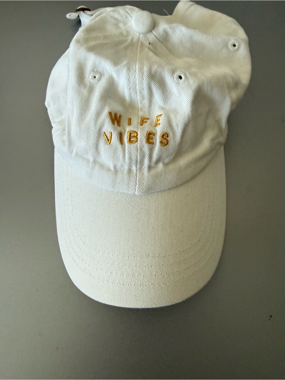 Ardene White Baseball Cap with Gold 'Wife Vibes' - brand new without tags!!!